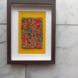 Rózsaszín-sárga virágtenger - 3D gyurma kép (M) - otthon & életmód - dekoráció - kép & falikép - 3d képek - Meska.hu