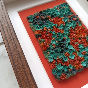 Türkiz-narancs virágtenger - 3D gyurma kép (S) - otthon & életmód - dekoráció - kép & falikép - 3d képek - Meska.hu