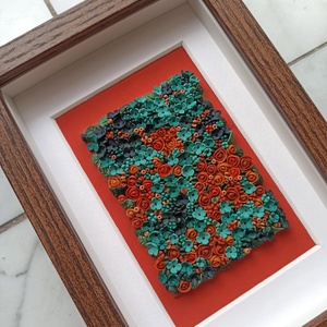 Türkiz-narancs virágtenger - 3D gyurma kép (S), Otthon & Életmód, Dekoráció, Kép & Falikép, 3d képek, Gyurma, MESKA