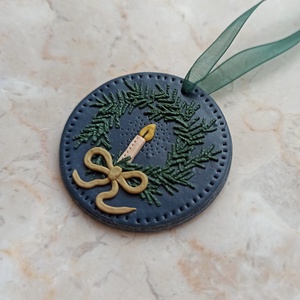 Gyurma karácsonyfadísz - koszorú, Karácsony, Karácsonyi lakásdekoráció, Karácsonyfadíszek, Gyurma, MESKA