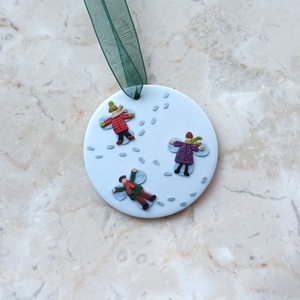 Gyurma karácsonyfadísz - hóangyal, Karácsony, Karácsonyi lakásdekoráció, Karácsonyfadíszek, Gyurma, MESKA