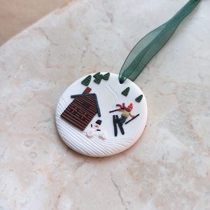 Gyurma karácsonyfadísz - téli táj - karácsony - karácsonyi lakásdekoráció - karácsonyfadíszek - Meska.hu