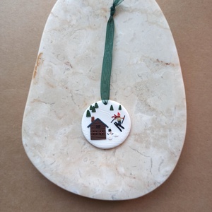 Gyurma karácsonyfadísz - téli táj - karácsony - karácsonyi lakásdekoráció - karácsonyfadíszek - Meska.hu