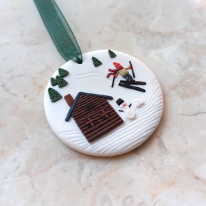 Gyurma karácsonyfadísz - téli táj - Meska.hu