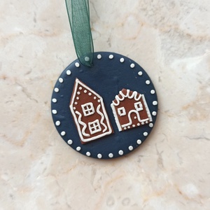 Gyurma karácsonyfadísz - mézeskalács ház, Karácsony, Karácsonyi lakásdekoráció, Karácsonyfadíszek, Gyurma, MESKA