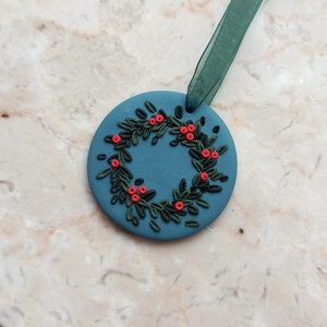 Gyurma karácsonyfadísz - koszorú, Karácsony, Karácsonyi lakásdekoráció, Karácsonyfadíszek, Gyurma, MESKA