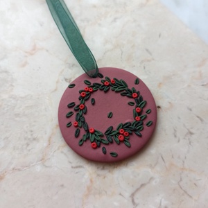 Gyurma karácsonyfadísz - koszorú, Karácsony, Karácsonyi lakásdekoráció, Karácsonyfadíszek, Gyurma, MESKA