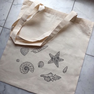 Festett vászontáska - tenger - táska & tok - bevásárlás & shopper táska - shopper, textiltáska, szatyor - Meska.hu