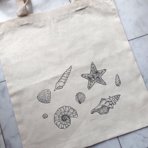 Festett vászontáska - tenger, Táska & Tok, Bevásárlás & Shopper táska, Shopper, textiltáska, szatyor, Festészet, MESKA