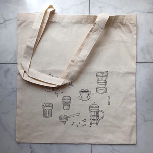 Festett vászontáska - kávé - táska & tok - bevásárlás & shopper táska - shopper, textiltáska, szatyor - Meska.hu