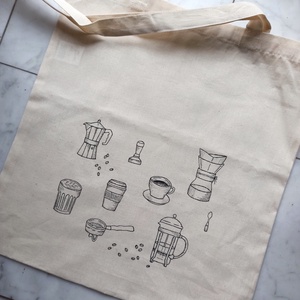 Festett vászontáska - kávé, Táska & Tok, Bevásárlás & Shopper táska, Shopper, textiltáska, szatyor, Festészet, MESKA