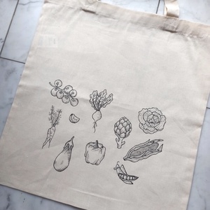 Festett vászontáska - zöldségek, Táska & Tok, Bevásárlás & Shopper táska, Shopper, textiltáska, szatyor, Festészet, MESKA