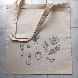 Festett vászontáska - zöldségek - táska & tok - bevásárlás & shopper táska - shopper, textiltáska, szatyor - Meska.hu