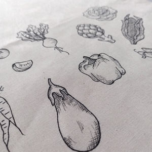 Festett vászontáska - zöldségek - táska & tok - bevásárlás & shopper táska - shopper, textiltáska, szatyor - Meska.hu