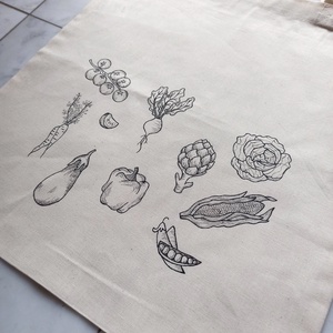 Festett vászontáska - zöldségek - táska & tok - bevásárlás & shopper táska - shopper, textiltáska, szatyor - Meska.hu