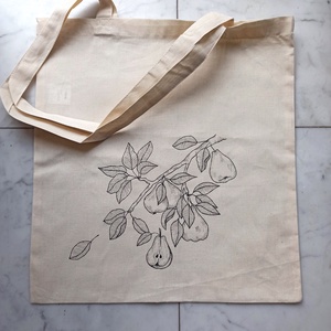 Festett vászontáska - körtefa, Táska & Tok, Bevásárlás & Shopper táska, Shopper, textiltáska, szatyor, Festészet, MESKA