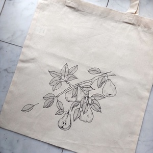 Festett vászontáska - körtefa - táska & tok - bevásárlás & shopper táska - shopper, textiltáska, szatyor - Meska.hu