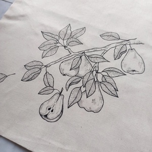 Festett vászontáska - körtefa - táska & tok - bevásárlás & shopper táska - shopper, textiltáska, szatyor - Meska.hu