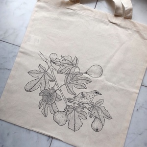 Festett vászontáska - fügefa, Táska & Tok, Bevásárlás & Shopper táska, Shopper, textiltáska, szatyor, Festészet, MESKA