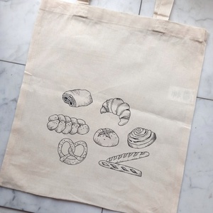 Festett vászontáska - pékség, Táska & Tok, Bevásárlás & Shopper táska, Shopper, textiltáska, szatyor, Festészet, MESKA