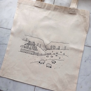 Festett vászontáska - legelő, Táska & Tok, Bevásárlás & Shopper táska, Shopper, textiltáska, szatyor, Festészet, MESKA