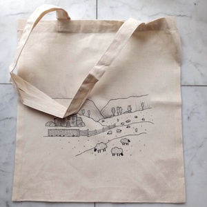 Festett vászontáska - legelő - táska & tok - bevásárlás & shopper táska - shopper, textiltáska, szatyor - Meska.hu