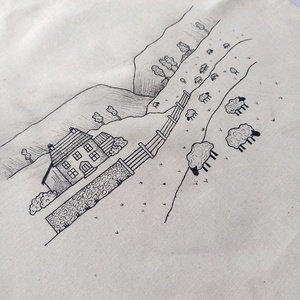 Festett vászontáska - legelő - táska & tok - bevásárlás & shopper táska - shopper, textiltáska, szatyor - Meska.hu