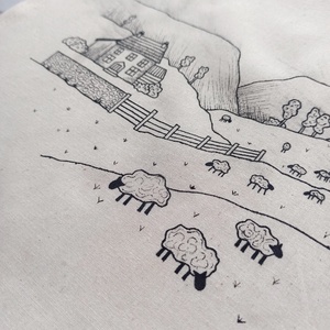 Festett vászontáska - legelő - táska & tok - bevásárlás & shopper táska - shopper, textiltáska, szatyor - Meska.hu