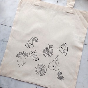 Festett vászontáska - gyümölcsök - táska & tok - bevásárlás & shopper táska - shopper, textiltáska, szatyor - Meska.hu
