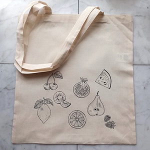 Festett vászontáska - gyümölcsök, Táska & Tok, Bevásárlás & Shopper táska, Shopper, textiltáska, szatyor, Festészet, MESKA