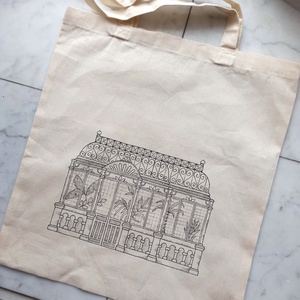 Festett vászontáska - üvegház, Táska & Tok, Bevásárlás & Shopper táska, Shopper, textiltáska, szatyor, Festészet, MESKA