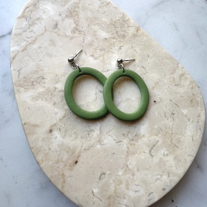 Ovális  bedugós fülbevaló - moha, Ékszer, Fülbevaló, Lógó fülbevaló, Ékszerkészítés, Gyurma, MESKA
