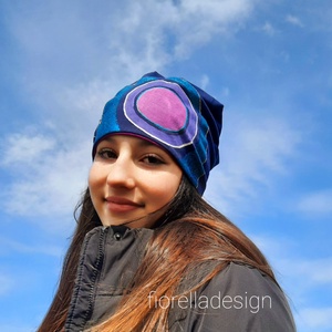 Fiorella kifordítható pink kék SAPKA/ türkiz lila pink - Meska.hu