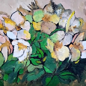Aranyló hunyor akril festmény, Művészet, Festmény, Akril, Festészet, MESKA