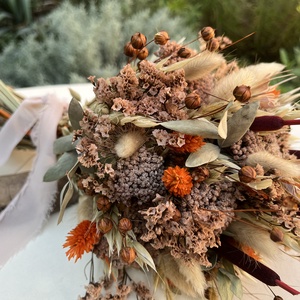 Őszi esküvői csokor szárazvirágokból - esküvő - menyasszonyi- és dobócsokor - Meska.hu