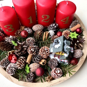  DIY Adventi tálca - otthon & életmód - dekoráció - asztal és polc dekoráció - asztaldísz - Meska.hu