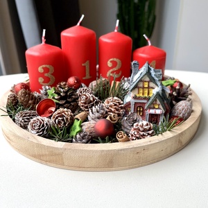  DIY Adventi tálca, Otthon & Életmód, Dekoráció, Asztal és polc dekoráció, Asztaldísz, , MESKA