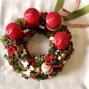 Adventi koszorú korcsolyával - otthon & életmód - dekoráció - asztal és polc dekoráció - asztaldísz - Meska.hu