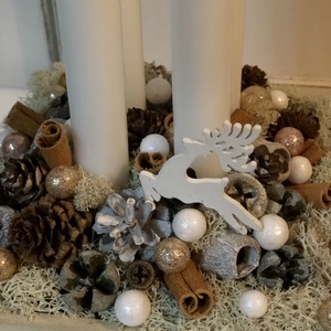 Adventi asztaldísz fadobozban - otthon & életmód - dekoráció - asztal és polc dekoráció - asztaldísz - Meska.hu