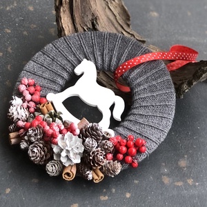 Hintalovas kopogtató, Otthon & Életmód, Dekoráció, Ajtó- és ablak dekoráció, Ajtódísz & Kopogtató, Virágkötés, MESKA