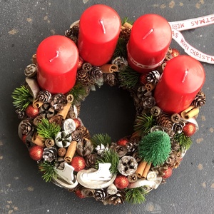 Adventi koszorú fenyővel - otthon & életmód - dekoráció - asztal és polc dekoráció - asztaldísz - Meska.hu