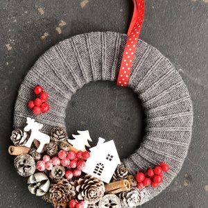 Kopogtató rénszarvassal, Otthon & Életmód, Dekoráció, Ajtó- és ablak dekoráció, Ajtódísz & Kopogtató, Virágkötés, MESKA