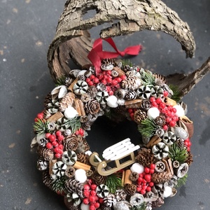 Karácsonyváró kopogtató, szánnal - otthon & életmód - dekoráció - ajtó- és ablak dekoráció - ajtódísz & kopogtató - Meska.hu