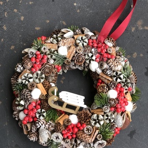 Karácsonyváró kopogtató, szánnal - otthon & életmód - dekoráció - ajtó- és ablak dekoráció - ajtódísz & kopogtató - Meska.hu