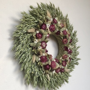 Magenta-zöld kopogtató, Otthon & Életmód, Dekoráció, Ajtó- és ablak dekoráció, Ajtódísz & Kopogtató, Virágkötés, MESKA