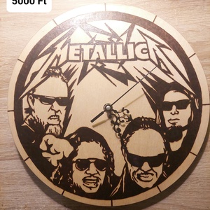 Metallica pirográf fali óra, Otthon & Lakás, Dekoráció, Fali és függő dekoráció, Falióra & óra, Famegmunkálás, Gravírozás, pirográfia, MESKA