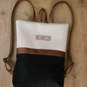 Beige-bronz-fekete hátizsák -  - Meska.hu