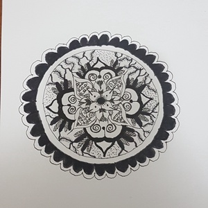 Virágmintás, mandala jellegű fekete tusrajz, Művészet, Grafika & Illusztráció, Egyéb rajzok, Fotó, grafika, rajz, illusztráció, MESKA