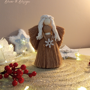 Makram angyalka  - karácsony - karácsonyi lakásdekoráció - karácsonyi lakásdíszek - Meska.hu