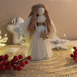 Makram angyalka  - karácsony - karácsonyi lakásdekoráció - karácsonyi lakásdíszek - Meska.hu